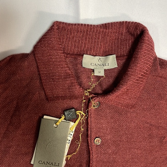 BNWT CANALI Mens 100% Cashmere wool 3 Buttons Sweater Dark Red 50 US 40 Medium - Picture 3 of 8